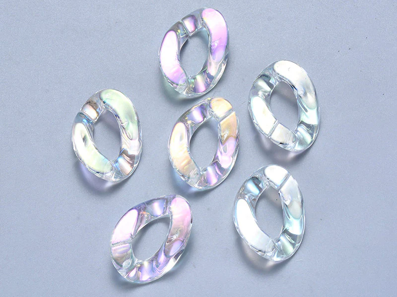 50 grands maillons en plastique 30 x 21 mm - à connecter pour création de chaîne - blanc nacré et irisé - Image 4