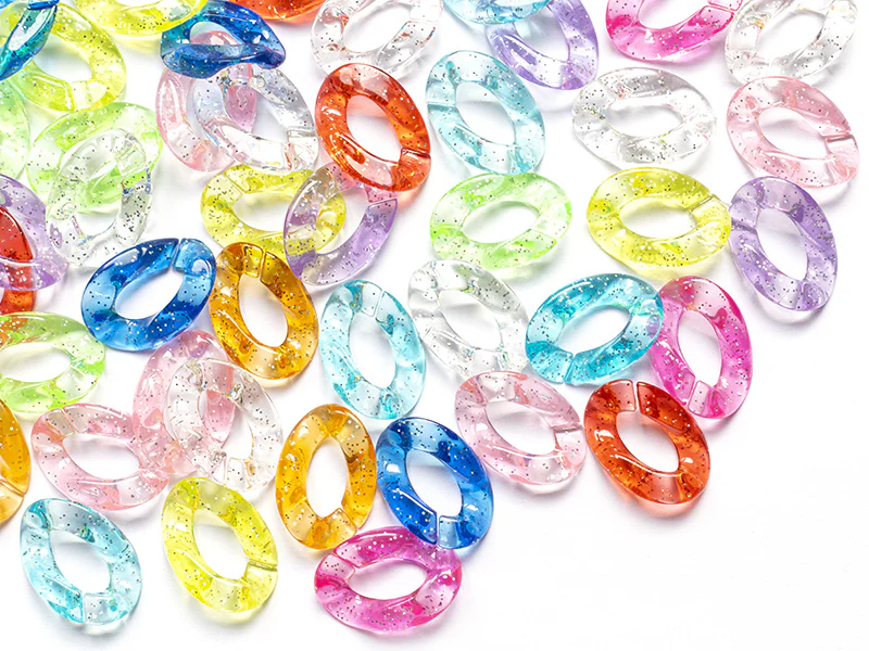 50 grands maillons en plastique 30 x 21 mm - à connecter pour création de chaîne - multicolore pailleté - Image 6