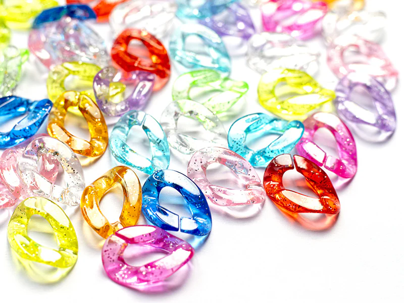 50 grands maillons en plastique 30 x 21 mm - à connecter pour création de chaîne - multicolore pailleté - Image 7