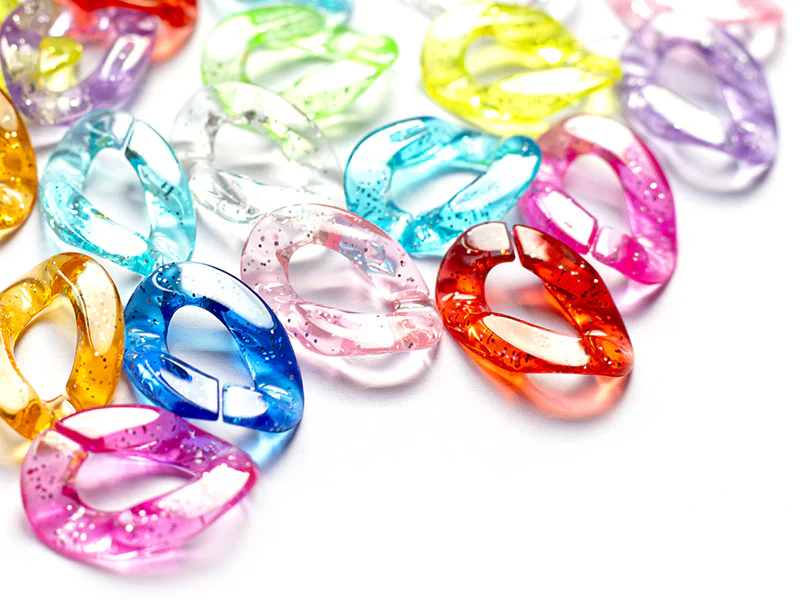 50 grands maillons en plastique 30 x 21 mm - à connecter pour création de chaîne - multicolore pailleté - Image 8