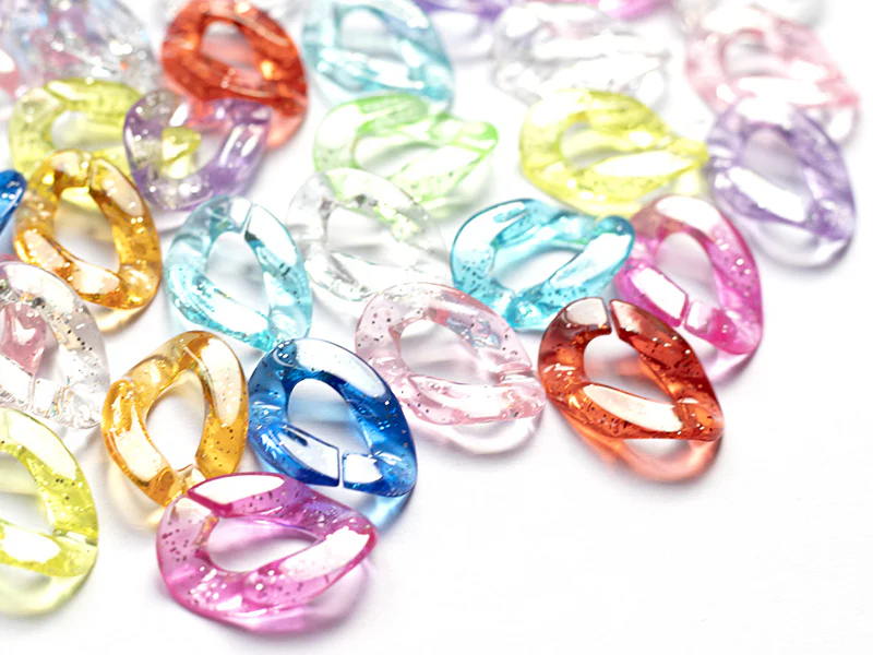 50 grands maillons en plastique 30 x 21 mm - à connecter pour création de chaîne - multicolore pailleté - Image 9