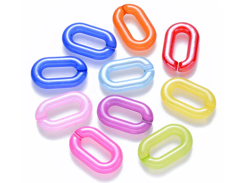 50 grands maillons en plastique 31 x 19 mm - à connecter pour création de chaîne - mix multicolore transclucide - Image 3