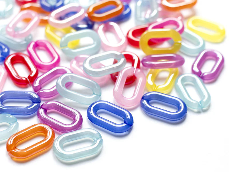 50 grands maillons en plastique 31 x 19 mm - à connecter pour création de chaîne - mix multicolore transclucide - Image 5