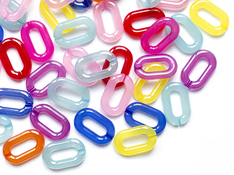 50 grands maillons en plastique 31 x 19 mm - à connecter pour création de chaîne - mix multicolore transclucide - Image 6