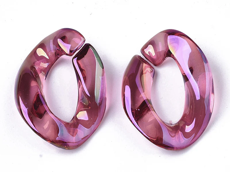 50 maillons en plastique 22 x 16 mm - à connecter pour création de chaîne - transparent irisé - Image 3