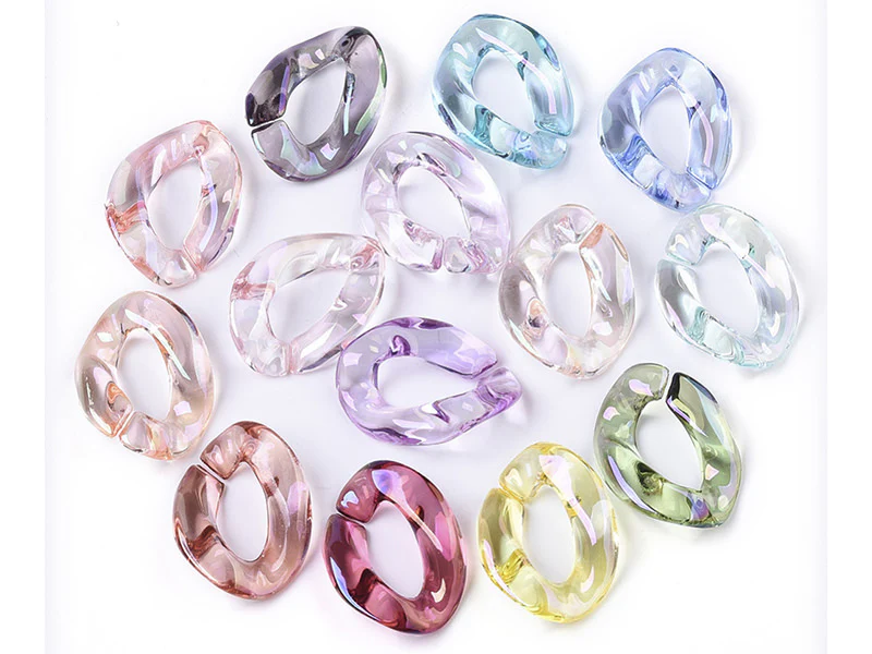50 maillons en plastique 22 x 16 mm - à connecter pour création de chaîne - transparent irisé - Image 4