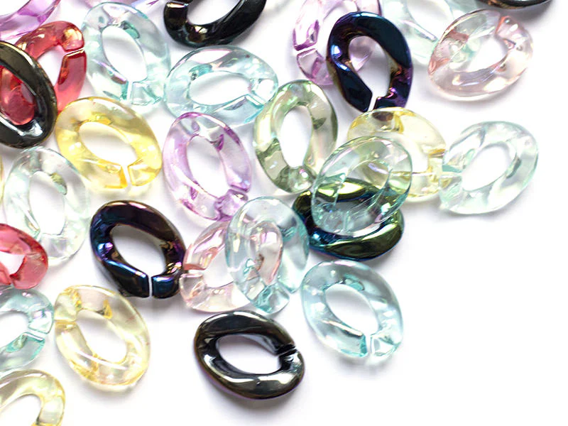 50 maillons en plastique 22 x 16 mm - à connecter pour création de chaîne - transparent irisé - Image 5