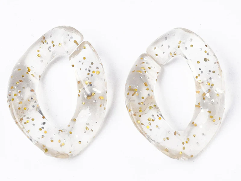 50  maillons en plastique 23 x 16 mm - à connecter pour création de chaîne - transparent à paillettes - Image 3