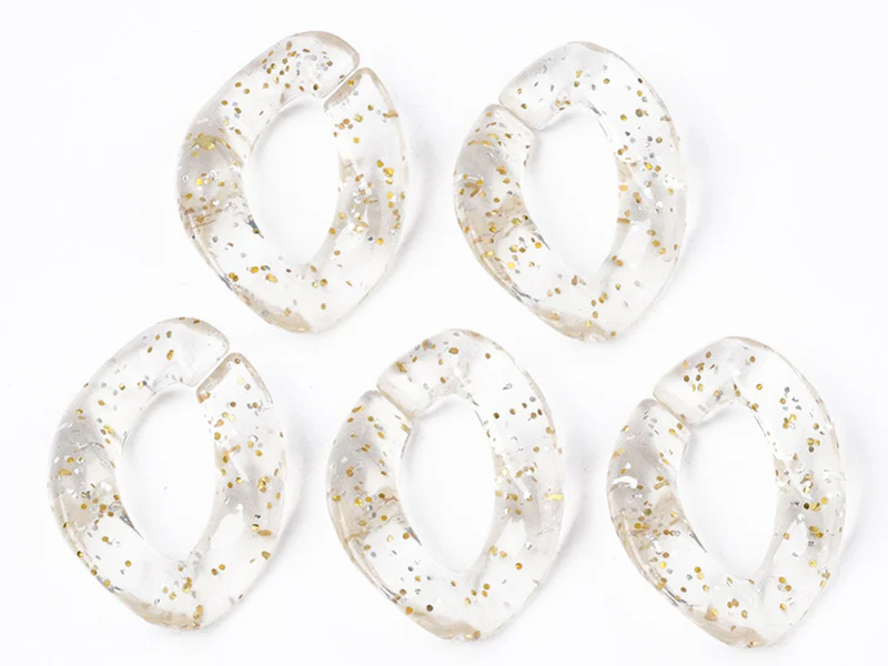 50  maillons en plastique 23 x 16 mm - à connecter pour création de chaîne - transparent à paillettes - Image 4