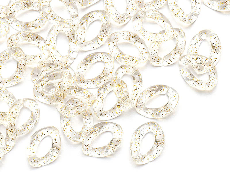 50  maillons en plastique 23 x 16 mm - à connecter pour création de chaîne - transparent à paillettes - Image 5