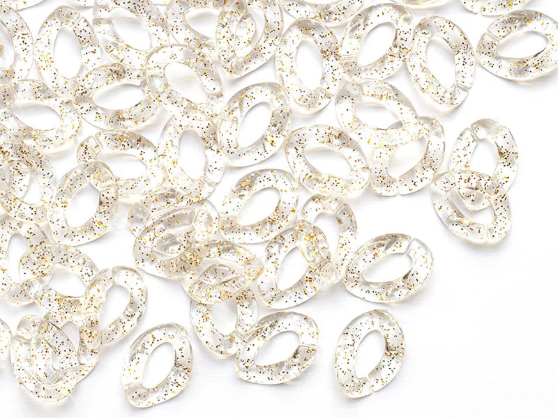 50  maillons en plastique 23 x 16 mm - à connecter pour création de chaîne - transparent à paillettes - Image 6