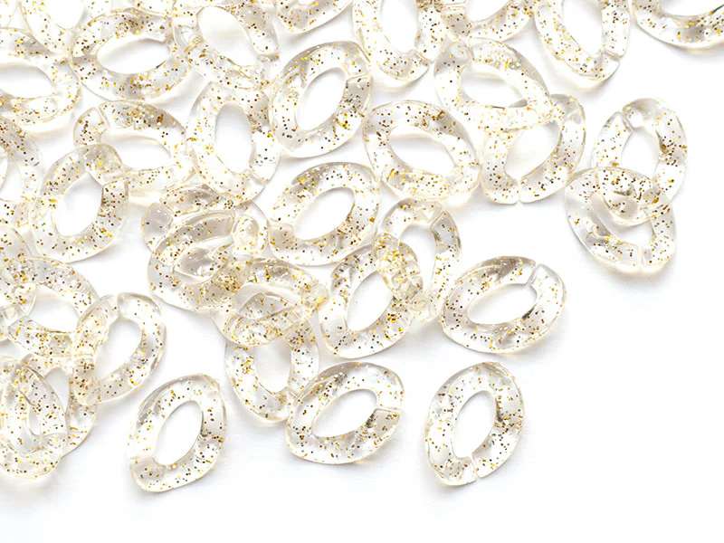 50  maillons en plastique 23 x 16 mm - à connecter pour création de chaîne - transparent à paillettes - Image 7