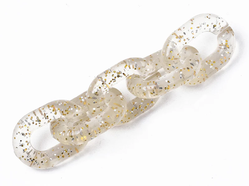 50  maillons ovales en plastique 19 x 14 mm - à connecter pour création de chaîne - transparent à paillettes - Image 4