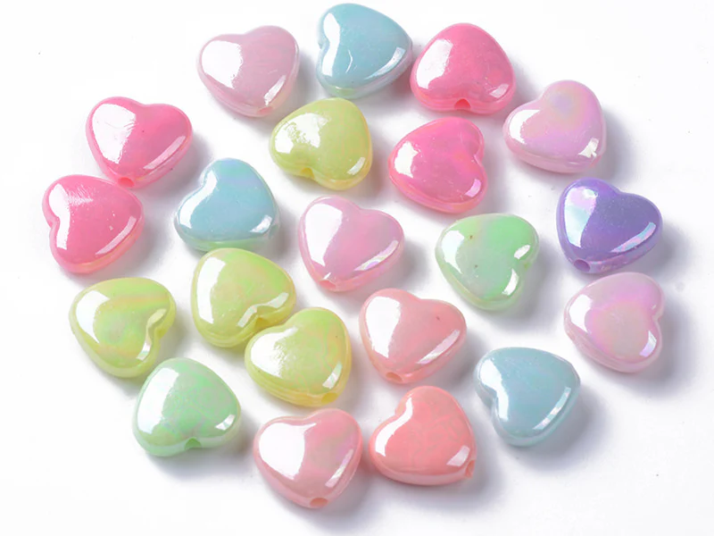 50 perles cœurs nacrés - 12 mm - Image 2