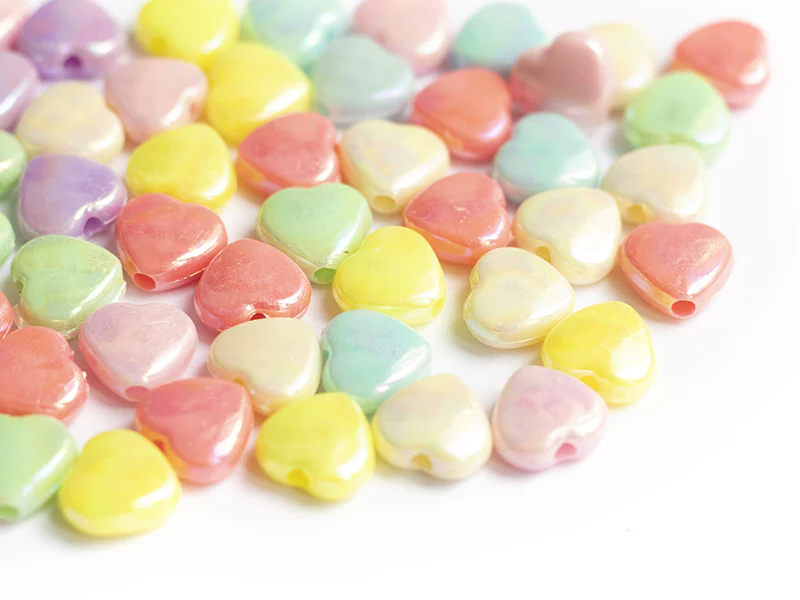 50 perles cœurs nacrés - 12 mm - Image 4