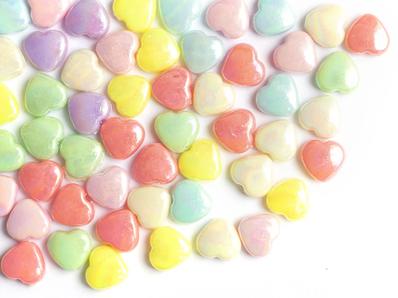 50 perles cœurs nacrés - 12 mm - Image 5