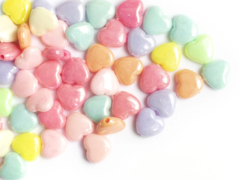 50 perles cœurs nacrés - 12 mm - Image 6
