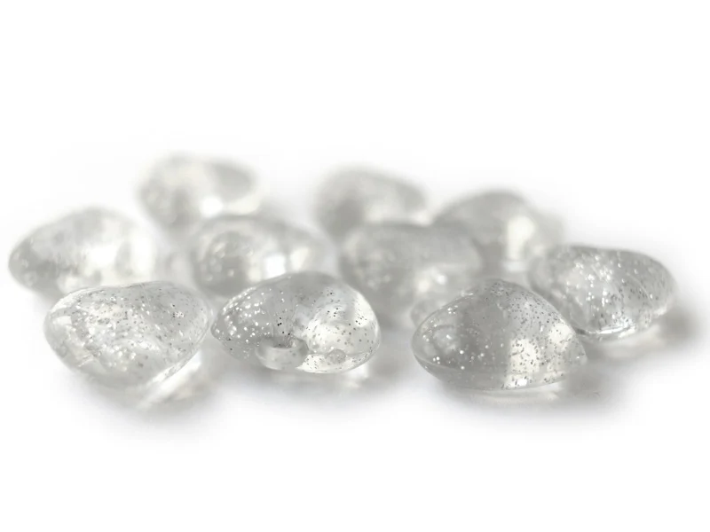10 perles en plastique - coeur transparents à paillettes - 22 mm - Image 4