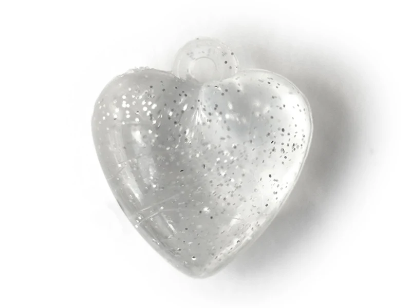10 perles en plastique - coeur transparents à paillettes - 22 mm - Image 5