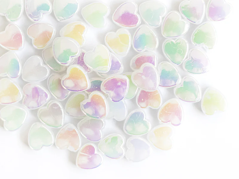 50 perles en plastique - cœurs nacrés - 8 mm - Image 5