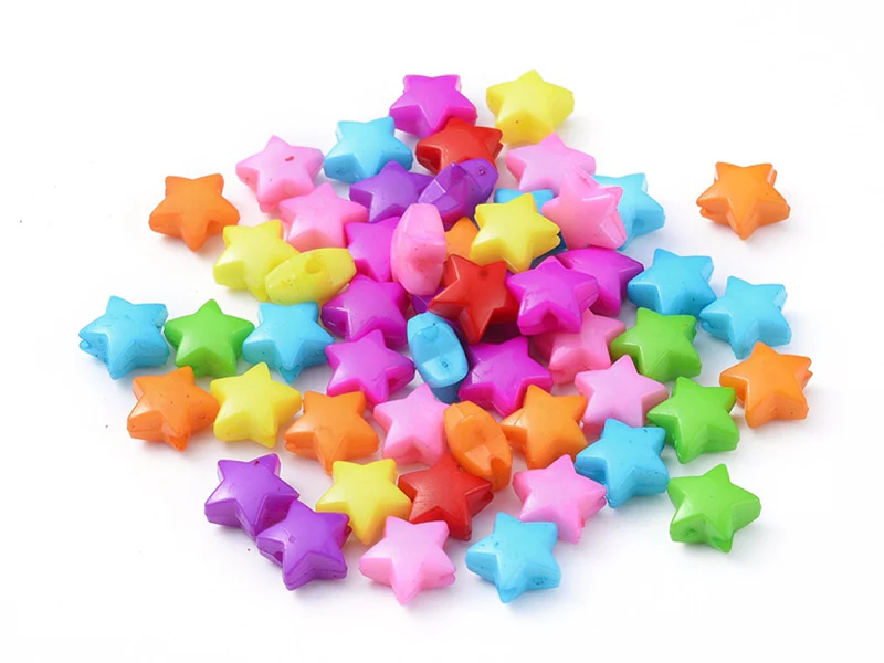 50 perles en plastique - étoiles couleur vive - 12 mm - Image 3