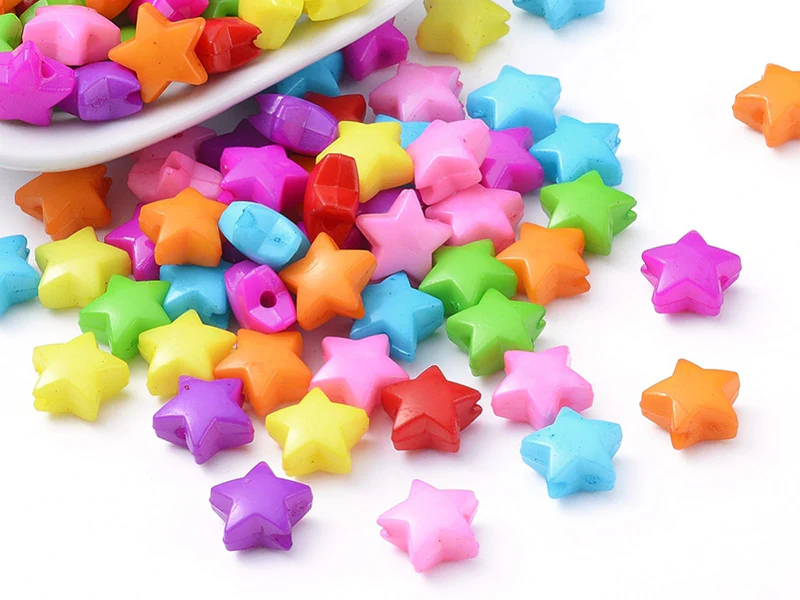 50 perles en plastique - étoiles couleur vive - 12 mm - Image 4