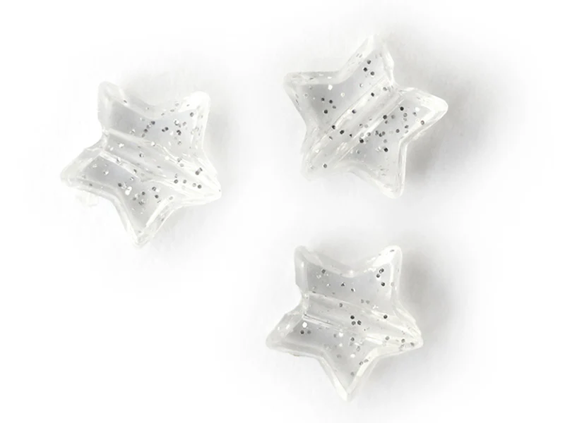 50 perles en plastique - étoiles transparentes à paillettes - 10 mm - Image 5