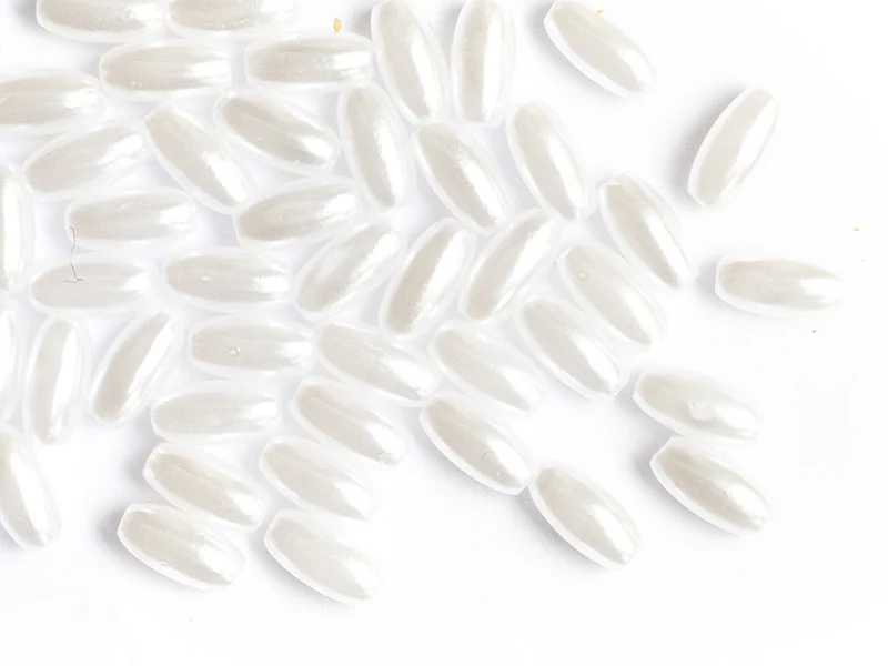 50 perles en plastique - forme riz - imitation perle de culture - 8x4 mm - Image 2