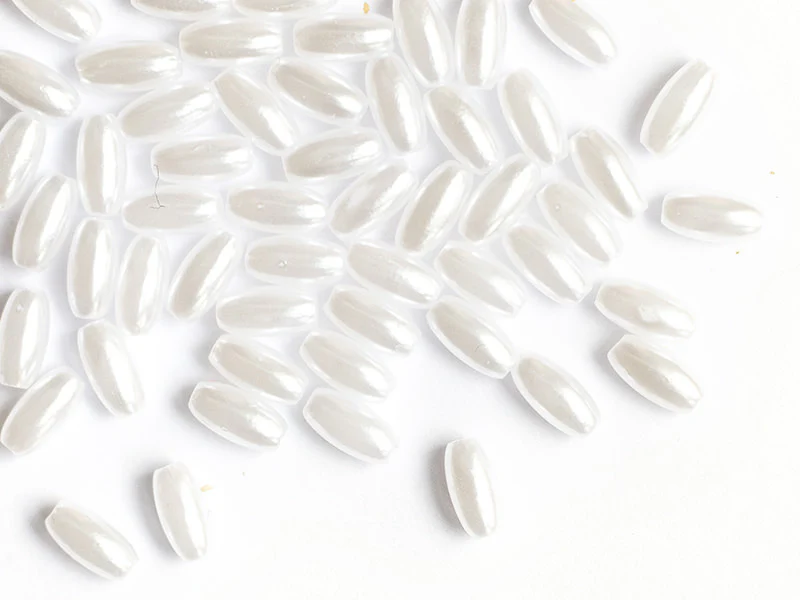 50 perles en plastique - forme riz - imitation perle de culture - 8x4 mm - Image 4