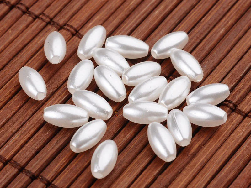 50 perles en plastique - forme riz - imitation perle de culture - 8x4 mm - Image 6