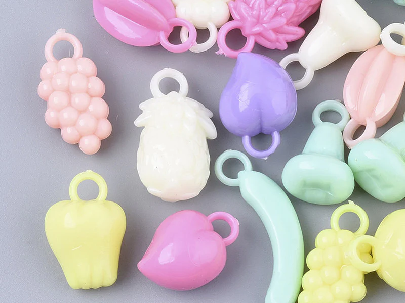50 perles en plastique - fruits variés - pastel - Image 3