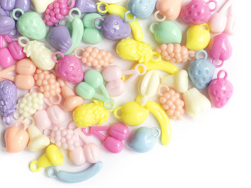 50 perles en plastique - fruits variés - pastel - Image 9