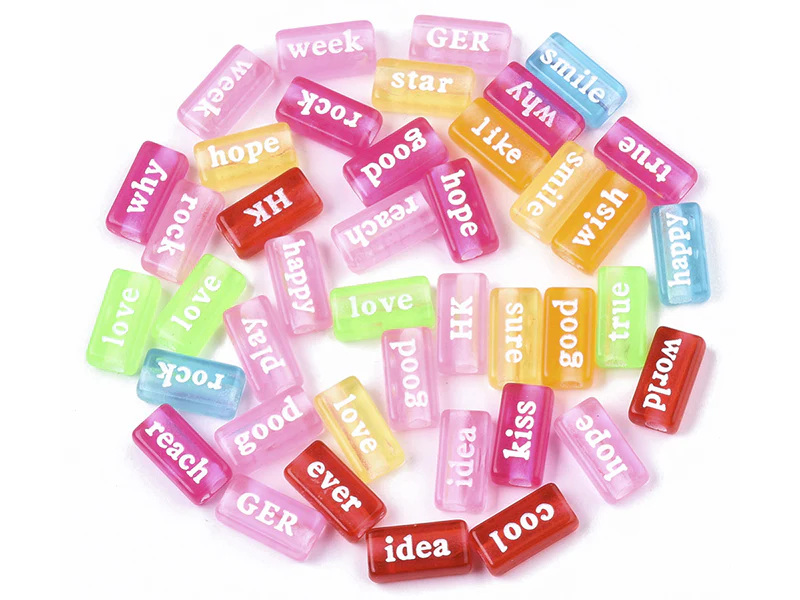 50 perles en plastique - mots flashy multicolore - Image 5