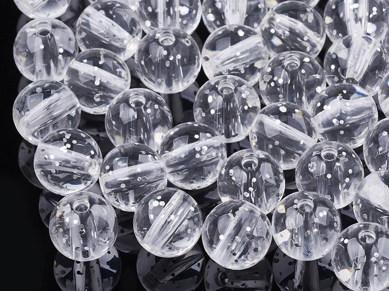 50 perles en plastique - ronde Ă paillettes - blanc - 7 mm - Image 3