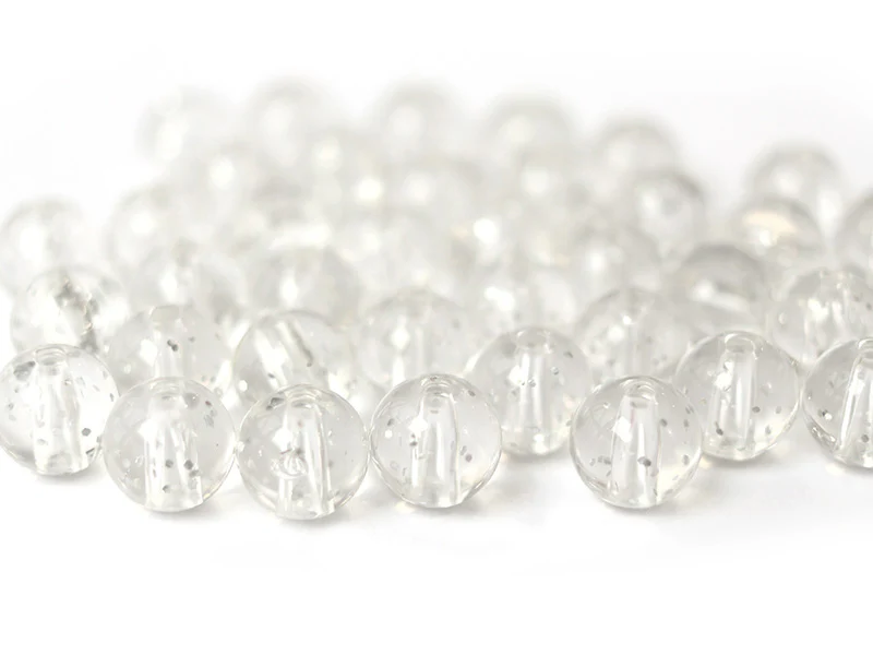 50 perles en plastique - ronde Ă paillettes - blanc - 7 mm - Image 4