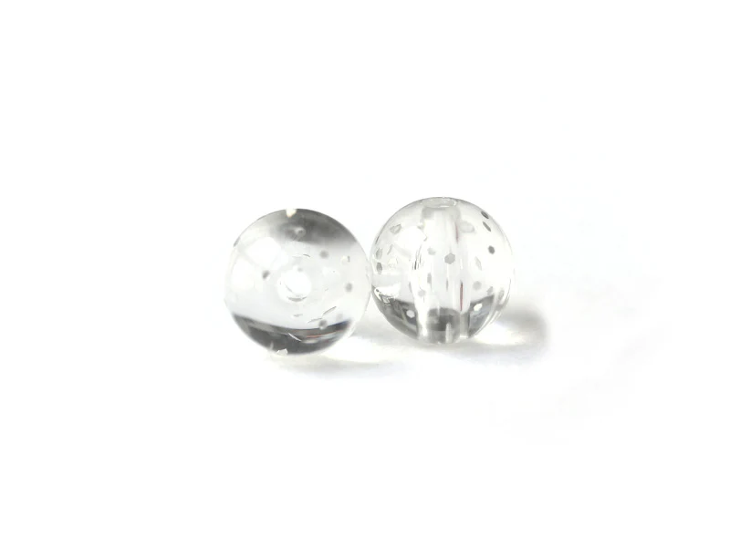 50 perles en plastique - ronde Ă paillettes - blanc - 7 mm - Image 5