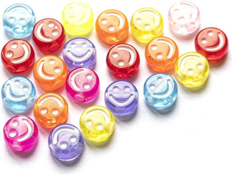 20 perles en plastique rondes symbole sourire -multicolore - 10 mm - Image 5
