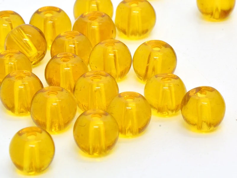 50 perles en verre rondes 4 mm - ambre - Image 3