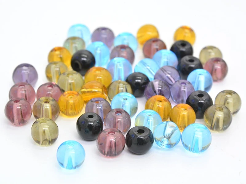 50 perles en verre rondes 4 mm - multicolores
