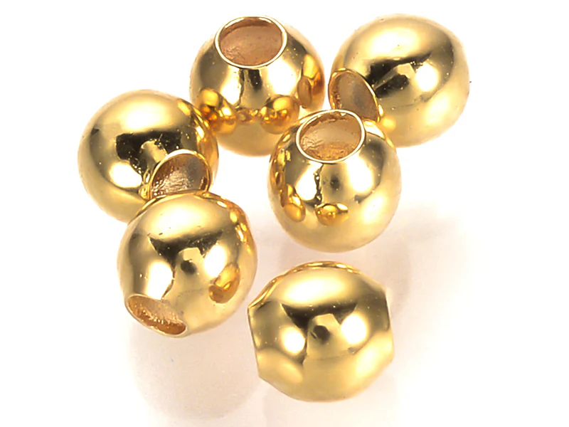 50 perles rondes intercalaires - doré à l'or fin 18k - 3 mm