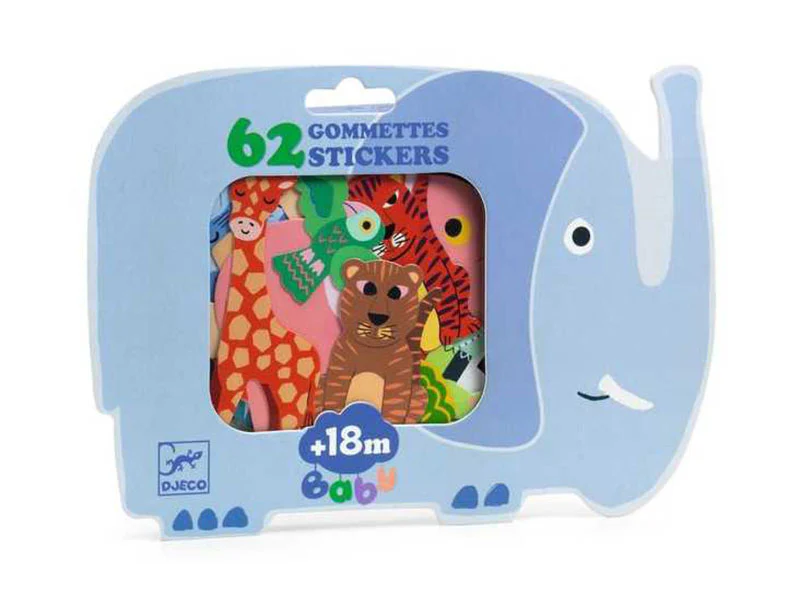 62 Gommettes Stickers Bébé - Animaux de la savane - Djeco
