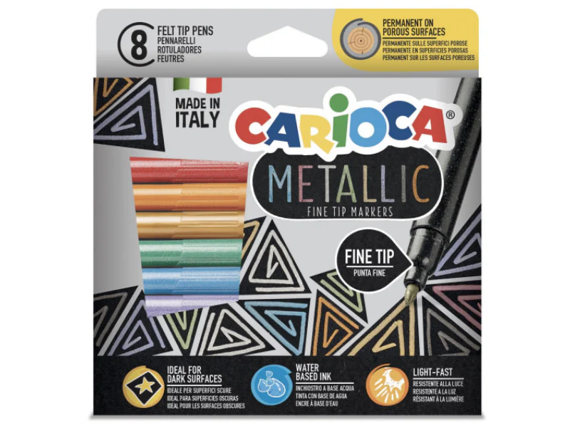8 feutres de couleur à pointe fine - couleurs métalliques
