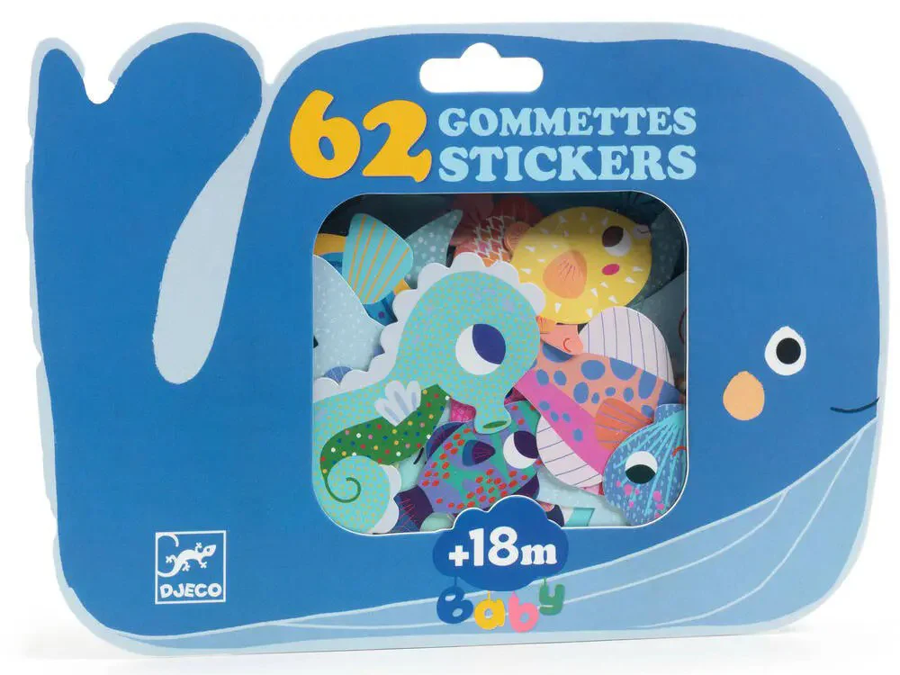 62 gommettes stickers Bébé - Animaux de la mer - Djeco