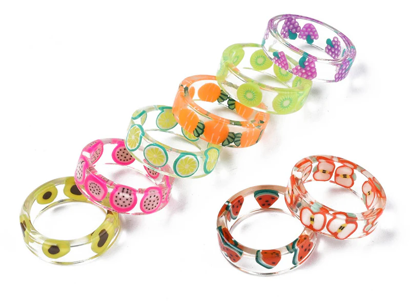 Bague en résine transparente - Fruit aléatoire - Image 4