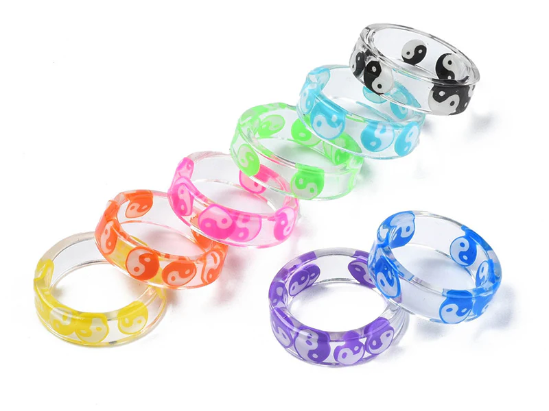Bague en résine transparente - Yin Yang - Couleur aléatoire - Image 4
