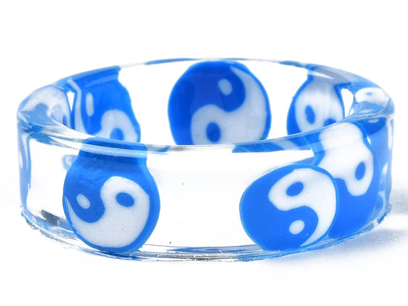 Bague en résine transparente - Yin Yang - Couleur aléatoire - Image 5