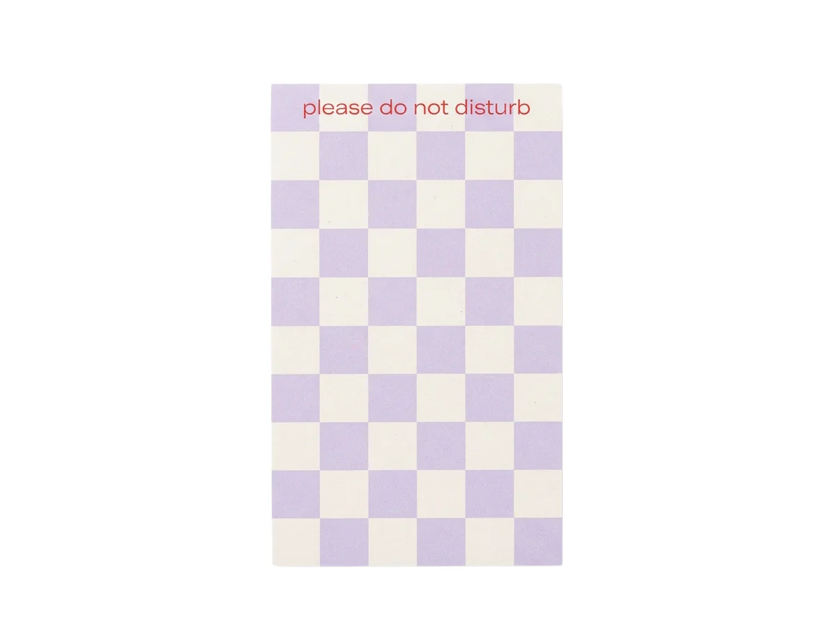 Bloc mémo damier Do Not Disturb lavande