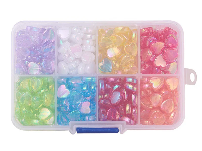 Boite d'assortiment de perles en plastique en forme de cœur - 8 couleurs - Image 2