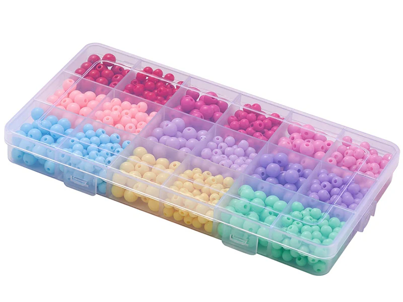 Boîte de 1000 perles rondes opaques en acrylique - 9 couleurs - Image 4