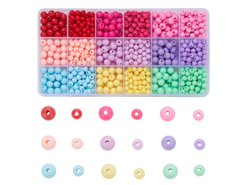 Boîte de 1000 perles rondes opaques en acrylique - 9 couleurs - Image 5